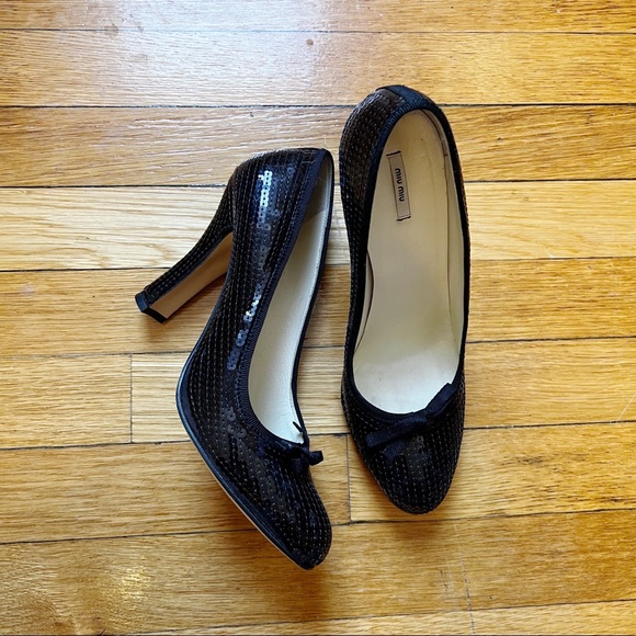 Miu Miu sequin Y2K bow pumps perfect condition size 8